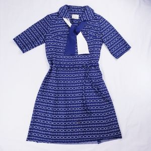 Vintage 60s mod tie neck patterned shirt dress